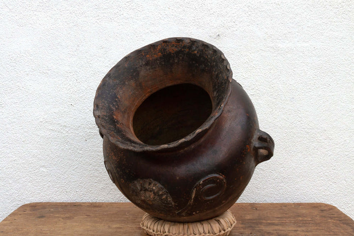 Antique Guatemalan Large Floral Olla