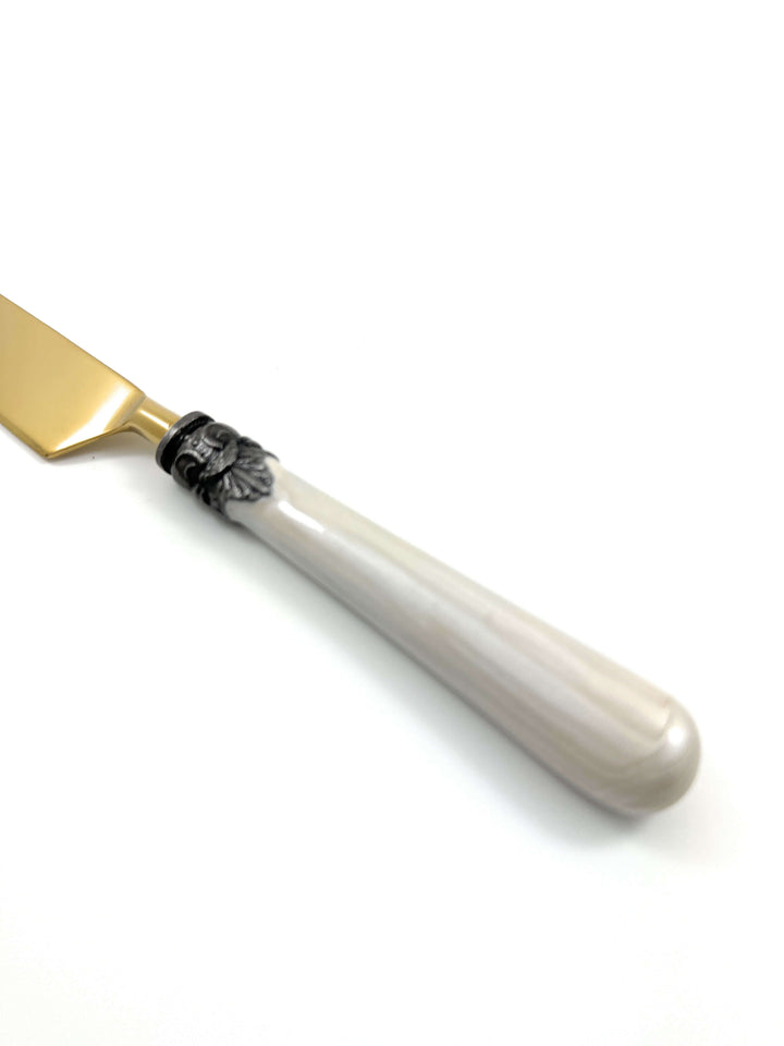 Antique Gold Flatware with White Handles (Set of 20)