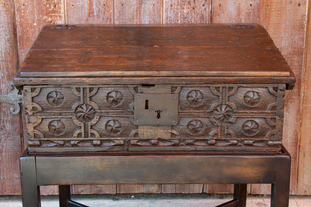 18th Century English Oak Writing Box on Stand