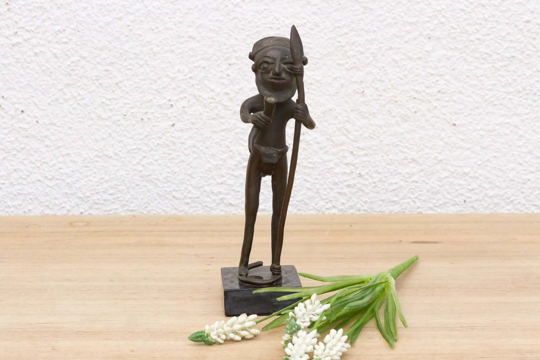 Antique Bamum Bronze Warrior Figure from Cameroon