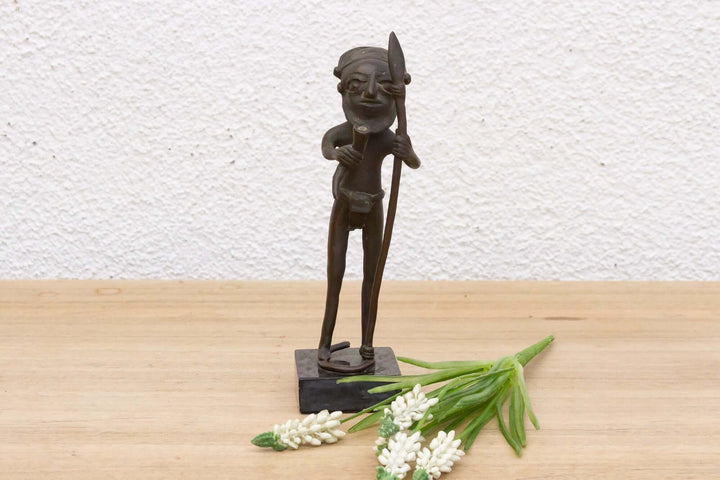 Antique Bamum Bronze Warrior Figure from Cameroon