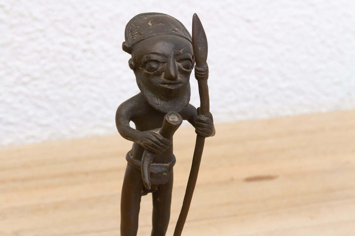 Antique Bamum Bronze Warrior Figure from Cameroon