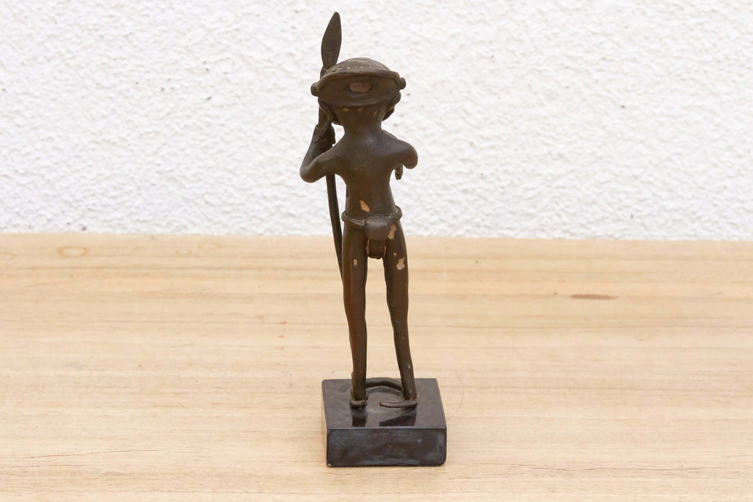 Antique Bamum Bronze Warrior Figure from Cameroon