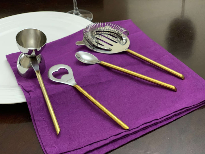 Hammered Gold Four-Piece Bar Tool Set