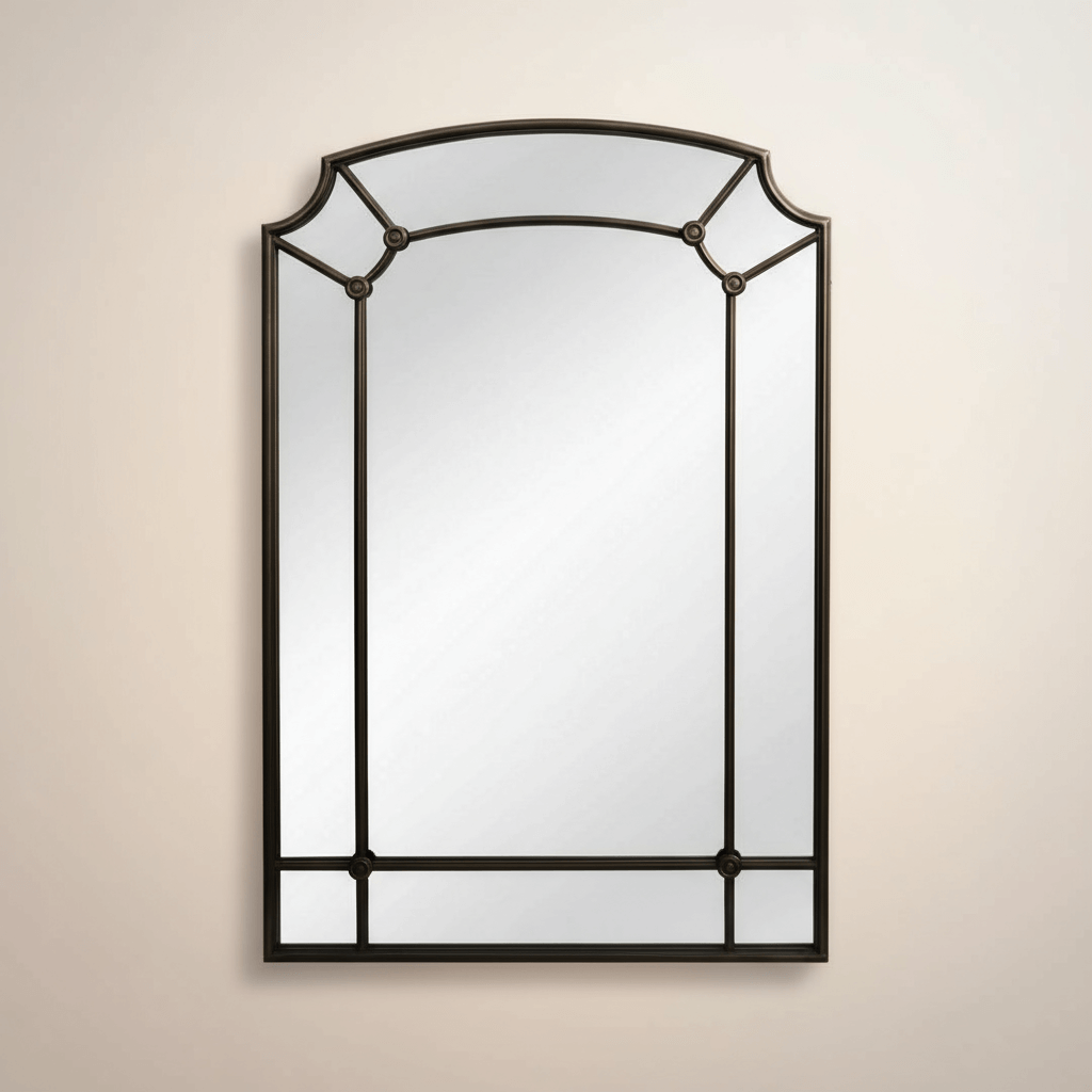 Industrial Chic Arched Wall Mirror with Iron Frame