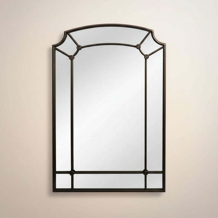 Industrial Chic Arched Wall Mirror with Iron Frame