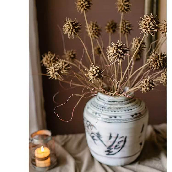 Faux Thistle Seed Pod Stem 33" Tall
