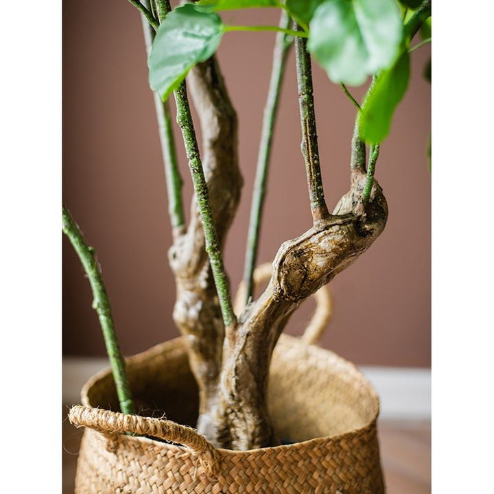 Silk Artificial Apple Banyan Leaf Tree In Pot