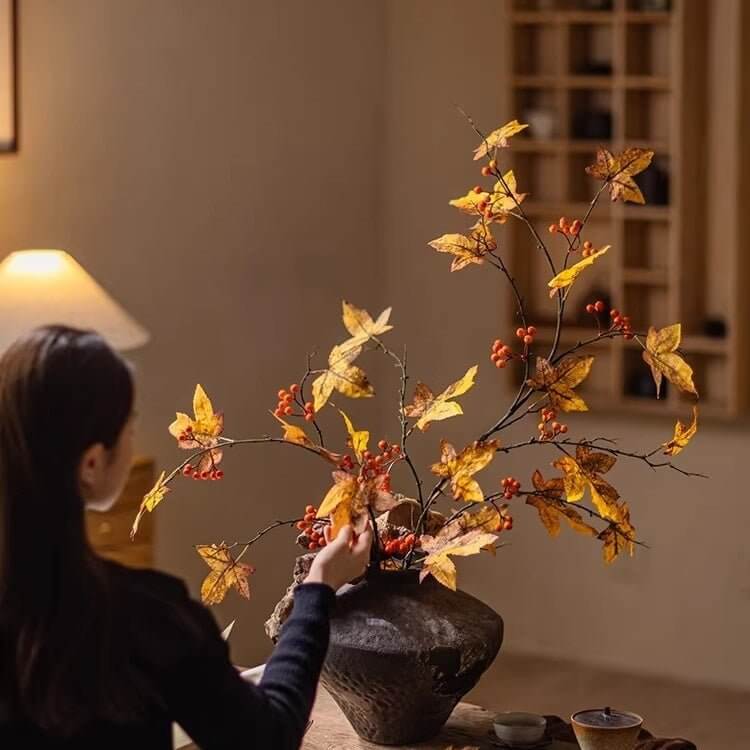 Autumn Maple Berry Branch 49.2" Tall
