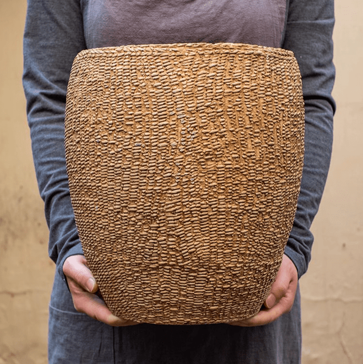 Faux Grass-Woven Cement Planter