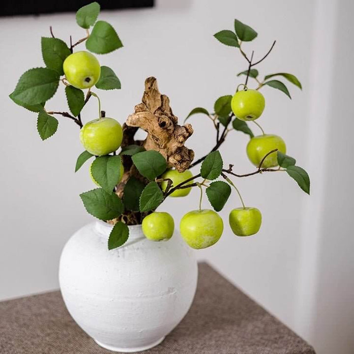 Artificial Green Apple Branch with Leaves