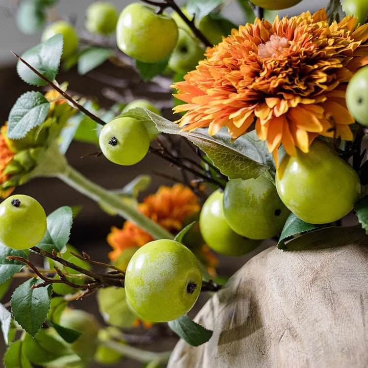 Artificial Green Apple Branch with Leaves