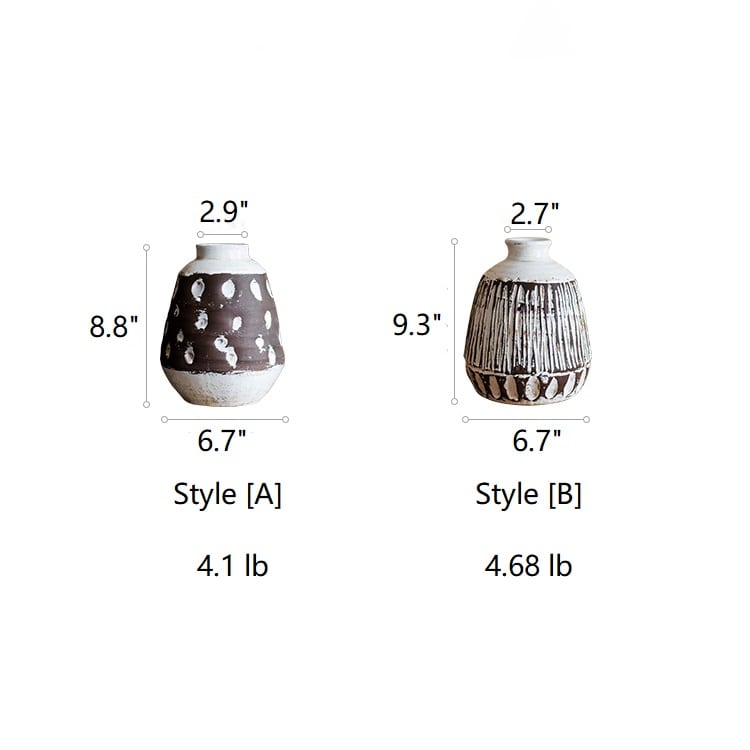 Handcrafted Ceramic Pottery Vase Brown