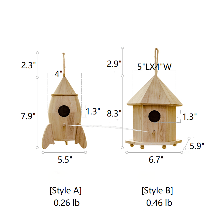 Natural Solid Wood Birdhouse