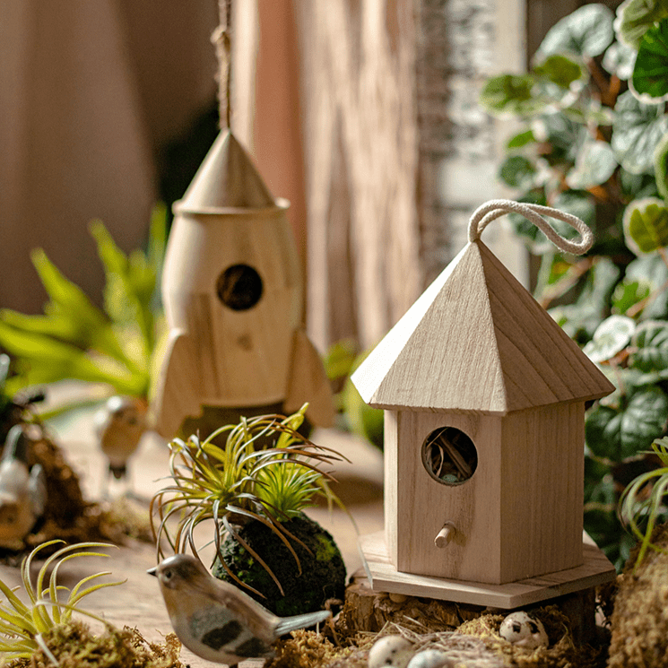 Natural Solid Wood Birdhouse