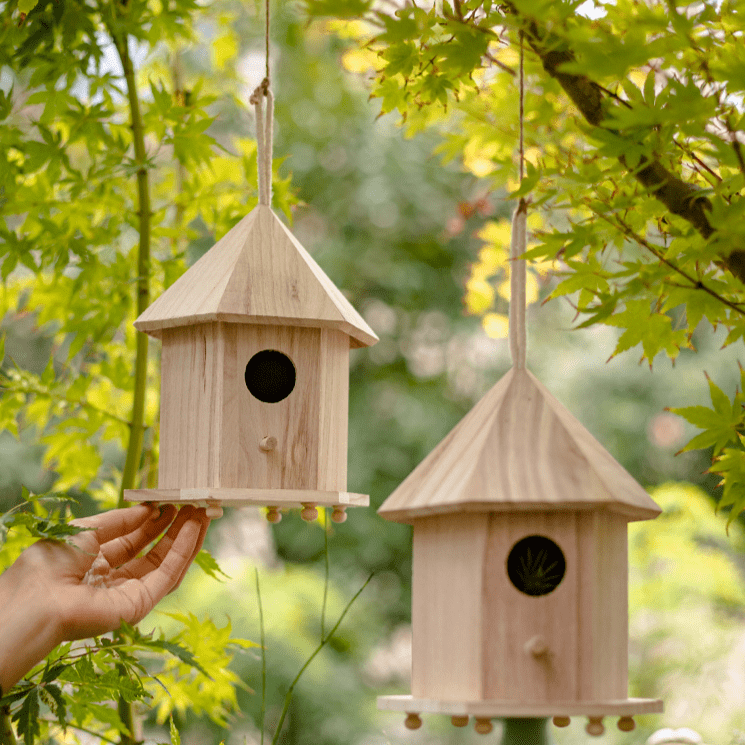 Natural Solid Wood Birdhouse