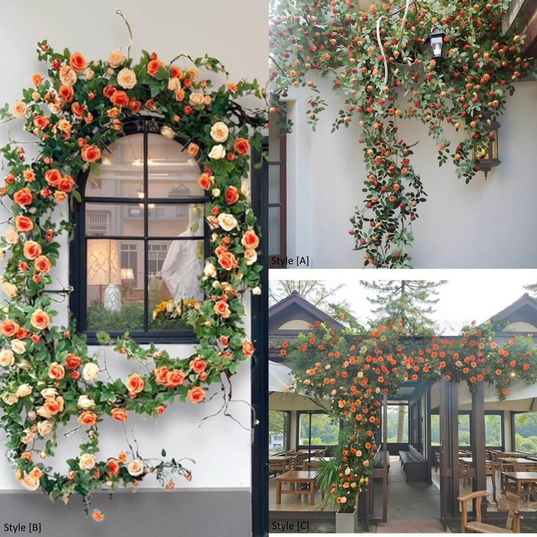 Orange Rose Vine Wall Décor Roses for Trellis and Backdrop