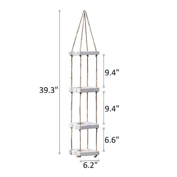 Wooden Rope Hanging Plant Shelf