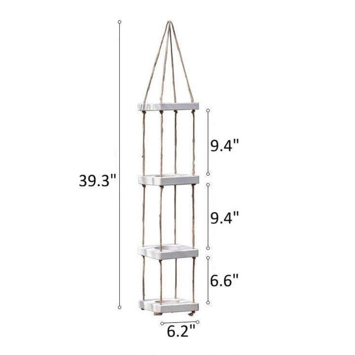 Wooden Rope Hanging Plant Shelf