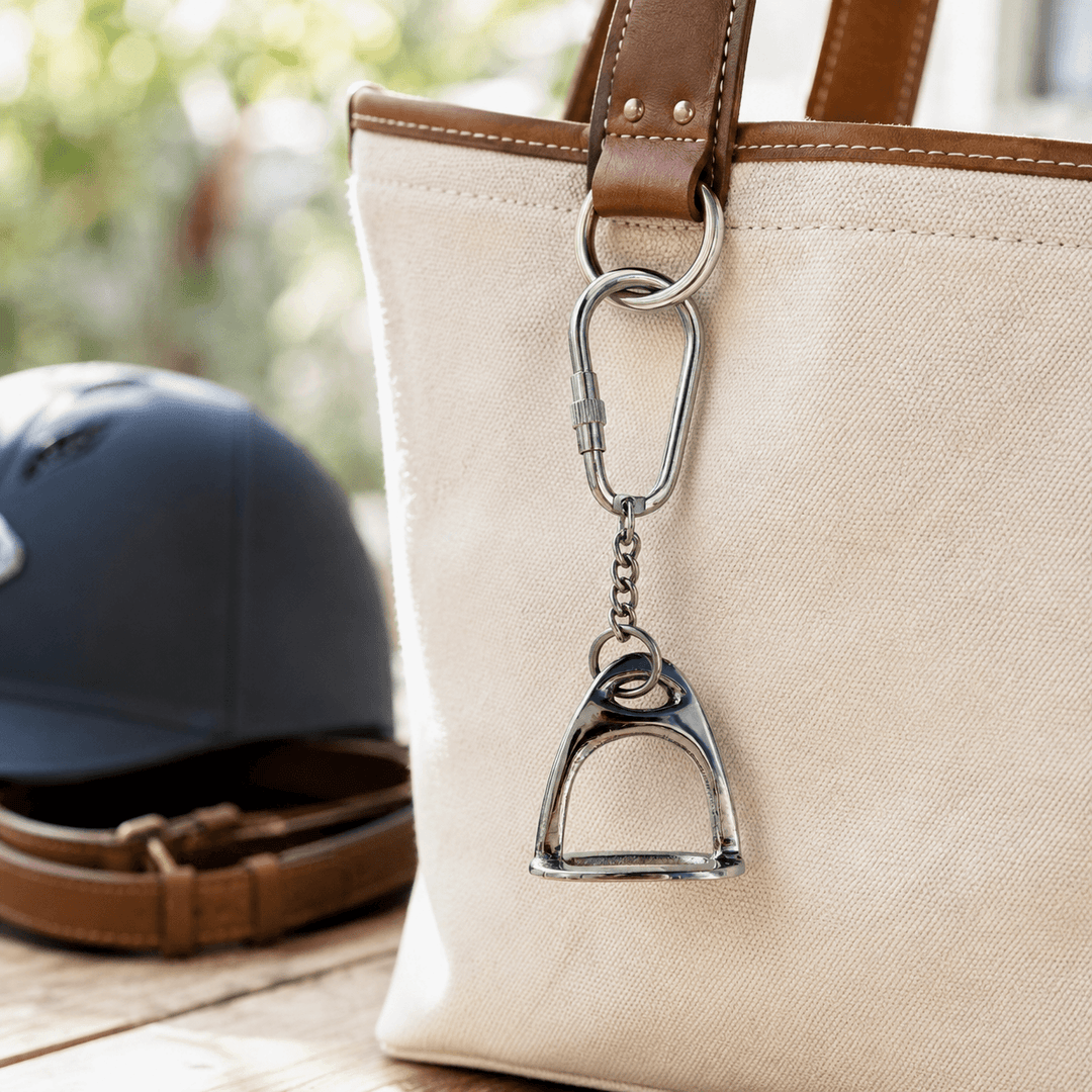 Polished Silver Stirrup Keychain
