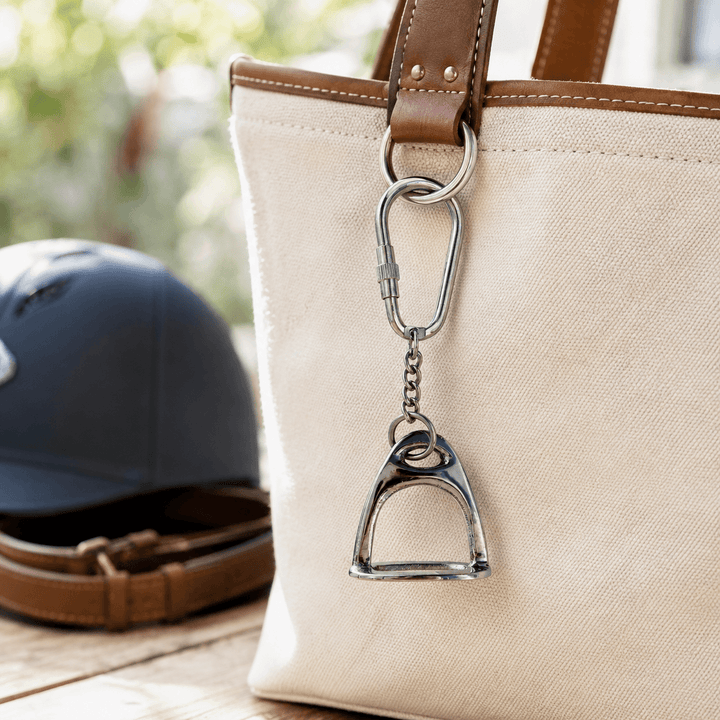 Polished Silver Stirrup Keychain