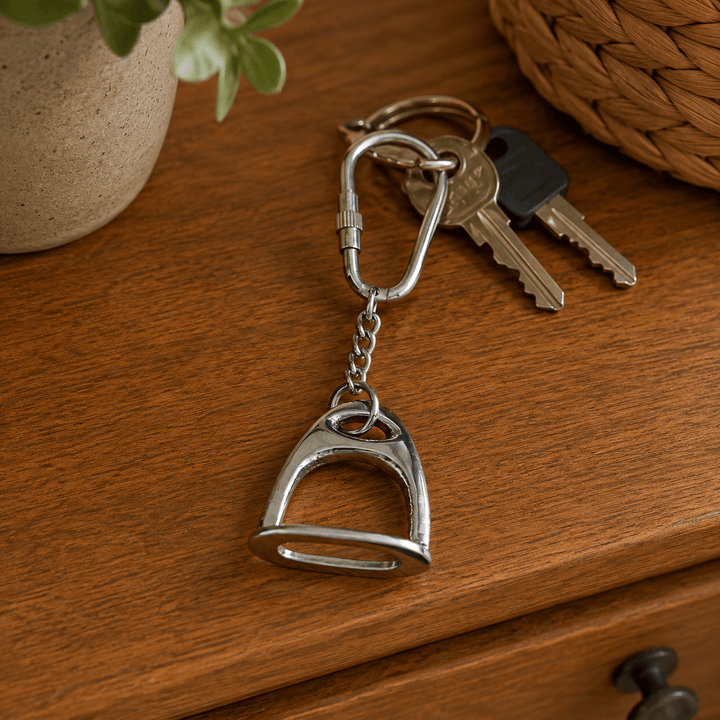 Polished Silver Stirrup Keychain