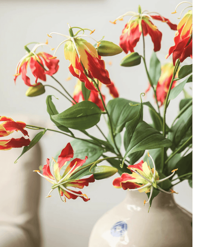 Faux Fire Lily Stem 31.9" Tall