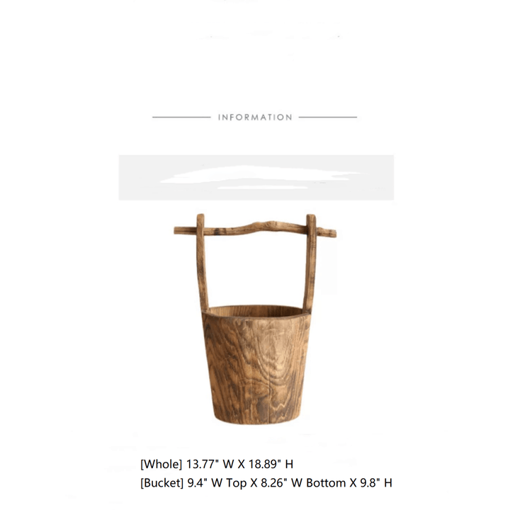 Old-fashioned Wooden Round Bucket Planter