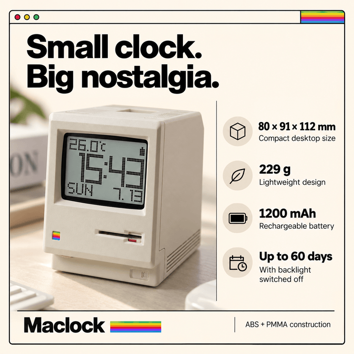 Maclock Retro Computer Alarm Clock