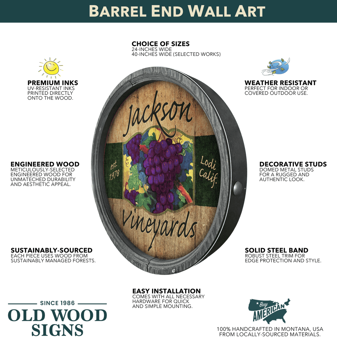 Vintage Beach House Barrel End Wall Sign