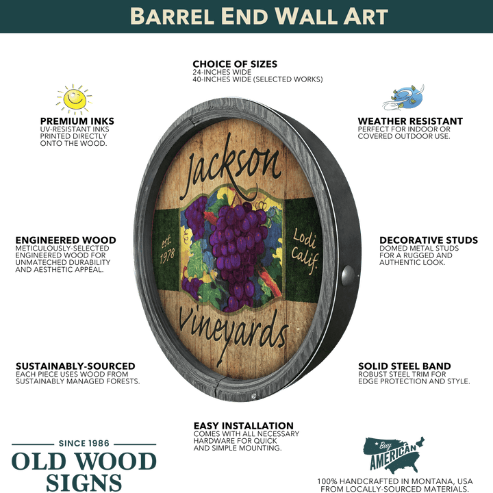 Vintage Beach House Barrel End Wall Sign