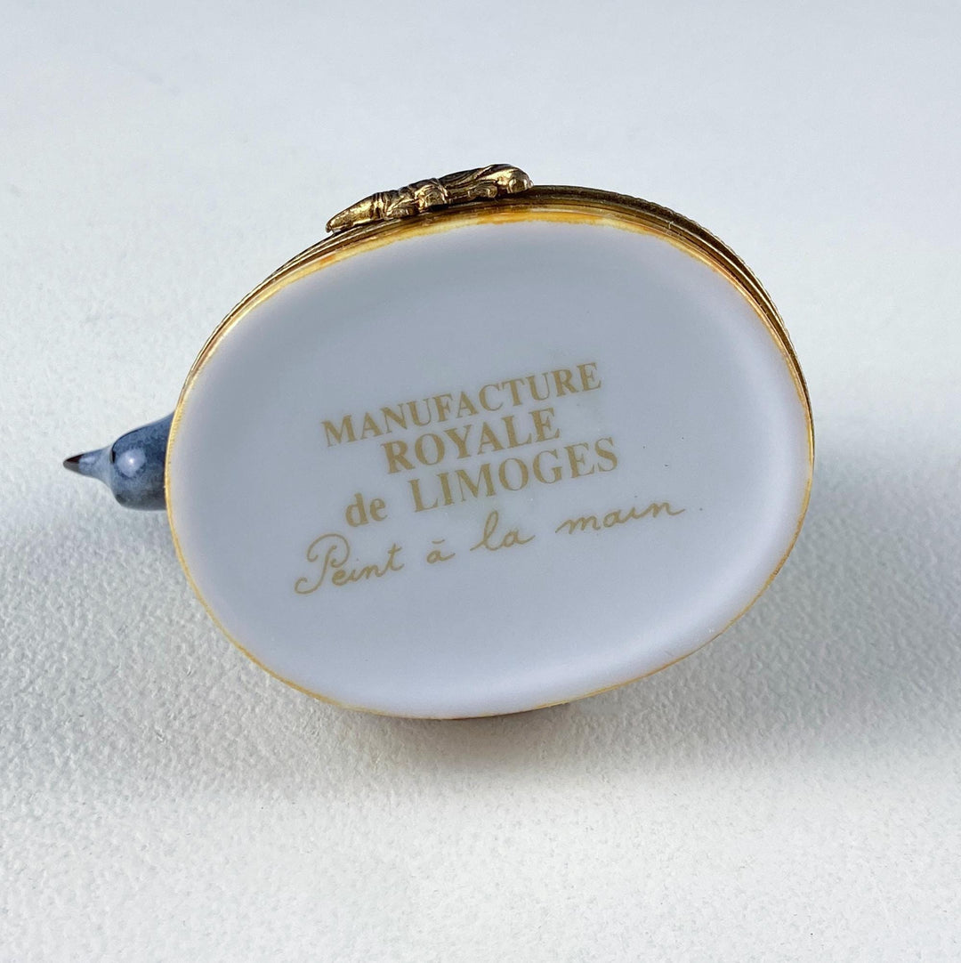 Mom and Baby Rhinos Vintage Retired Limoges Miniature Box. Collectible Porcelain & Brass Trinket Ring Pill Box. African Safari Design.