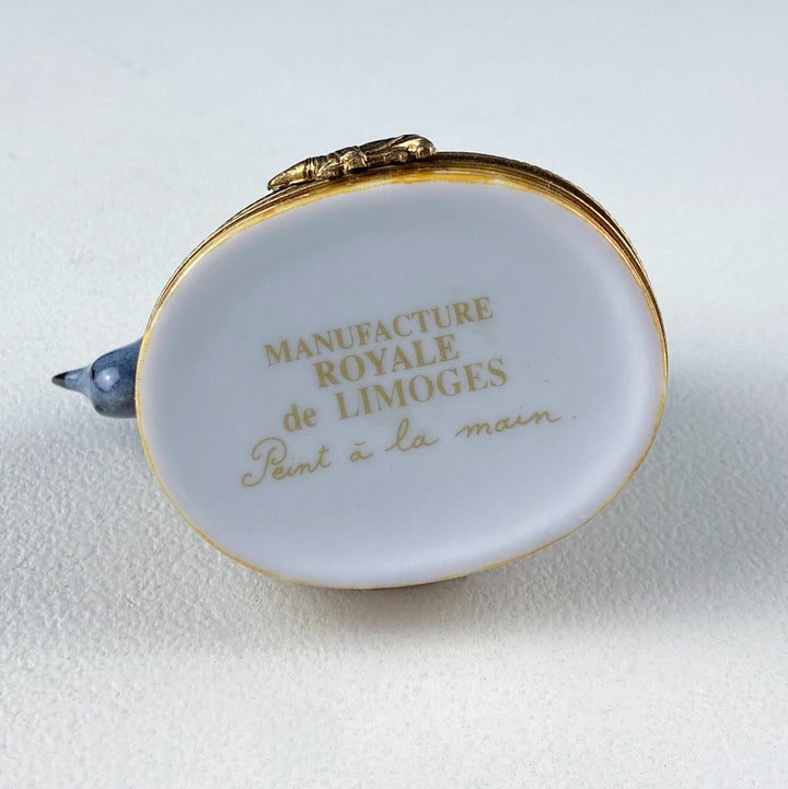 Mom and Baby Rhinos Vintage Retired Limoges Miniature Box. Collectible Porcelain & Brass Trinket Ring Pill Box. African Safari Design.