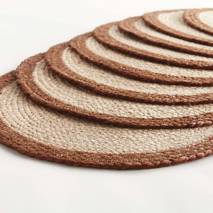 JUTE COIL ROUND PLACEMATS, SET OF 8