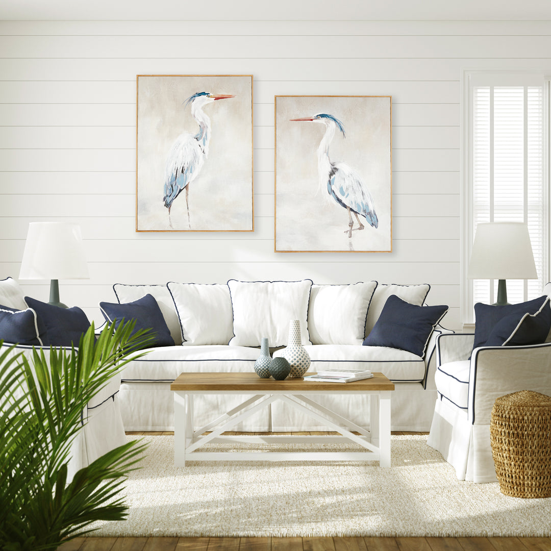 Heron Pair Giclée Canvas Prints with Wood Frames