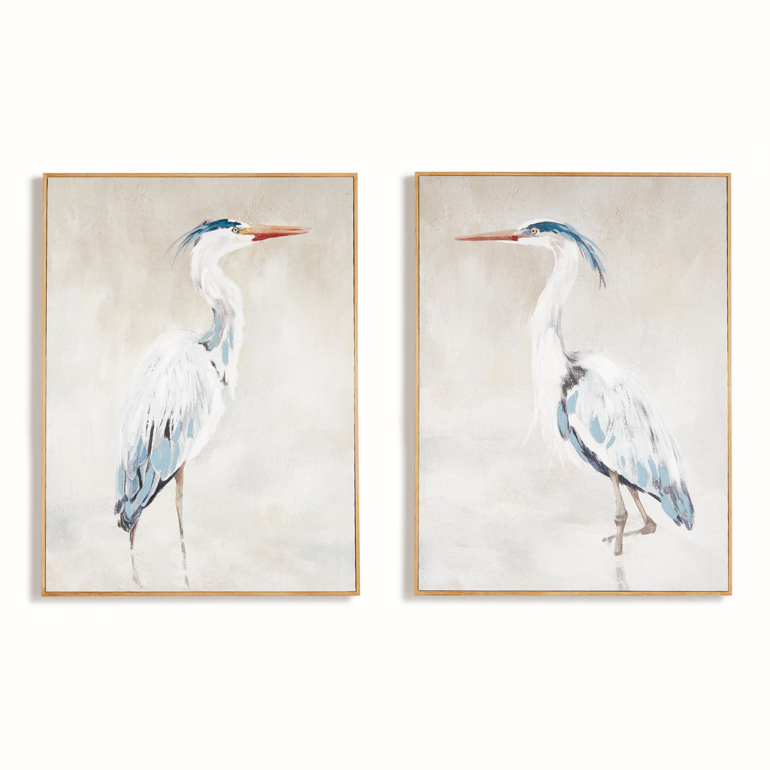 Heron Pair Giclée Canvas Prints with Wood Frames