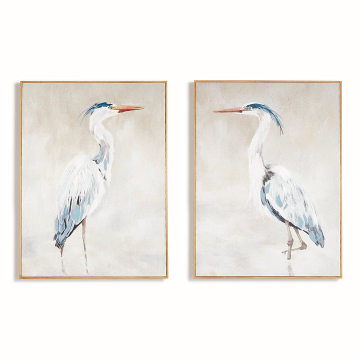 Heron Pair Giclée Canvas Prints with Wood Frames