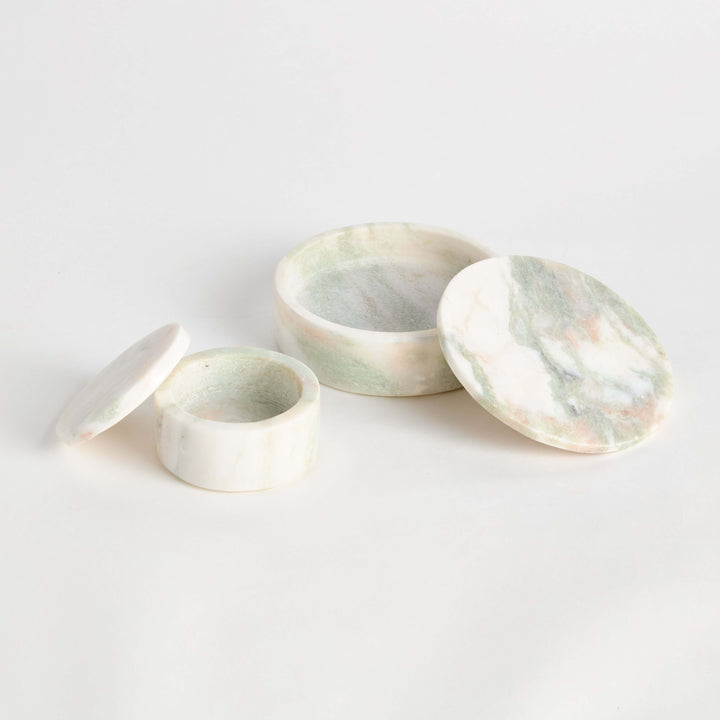 JOHANNA MARBLE ROUND LIDDED BOXES, SET OF 2 photo 3