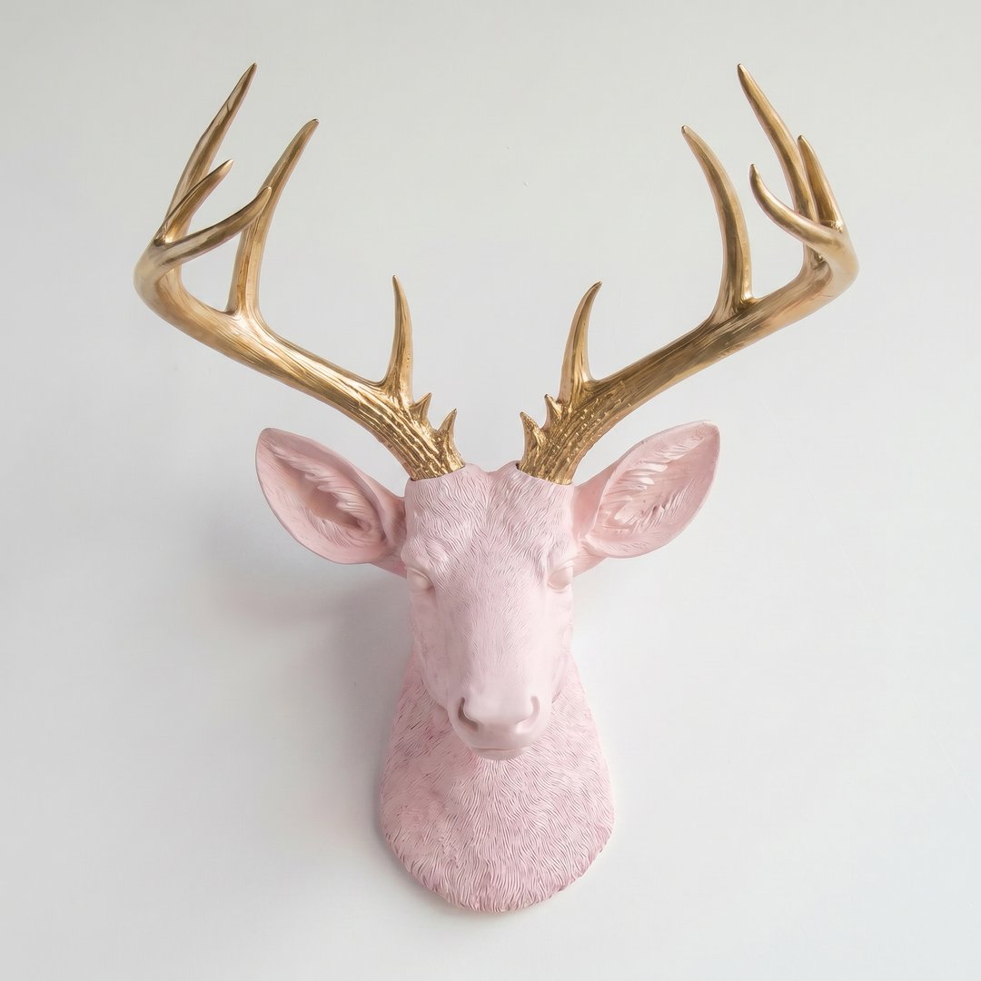 Handcrafted Faux Deer Head Wall Sculpture