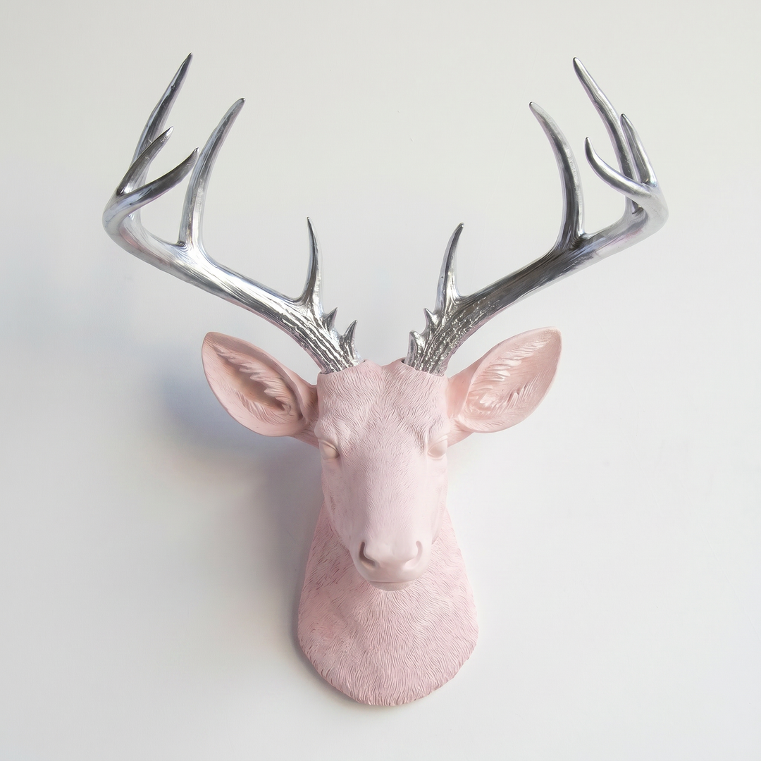 Handcrafted Faux Deer Head Wall Sculpture