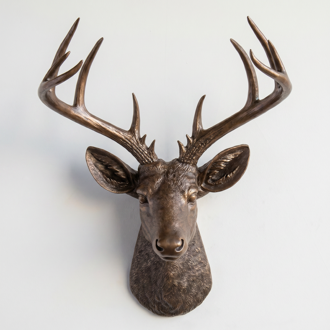 Handcrafted Faux Deer Head Wall Sculpture