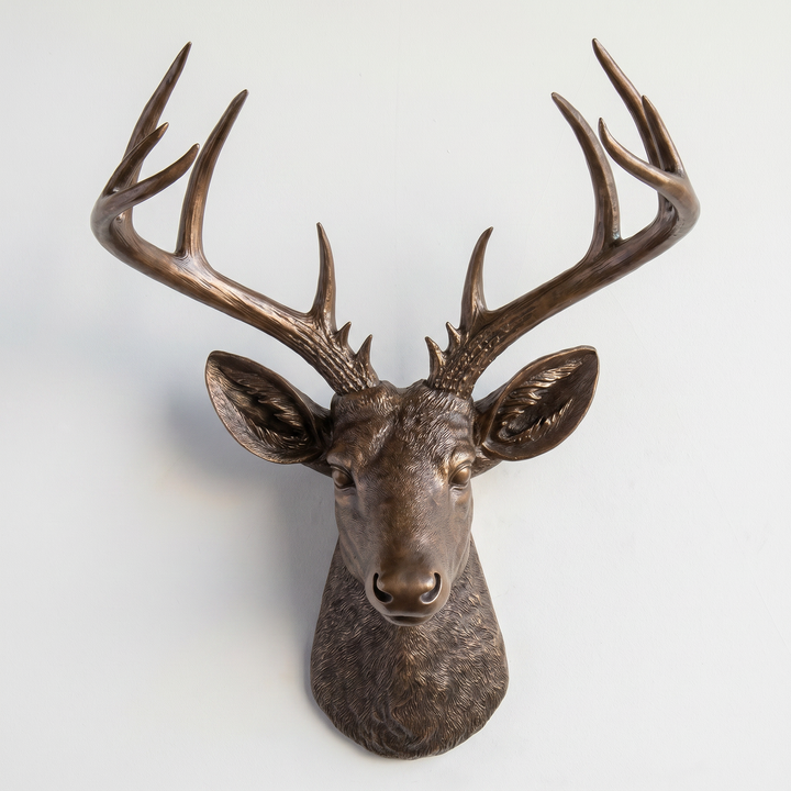 Handcrafted Faux Deer Head Wall Sculpture