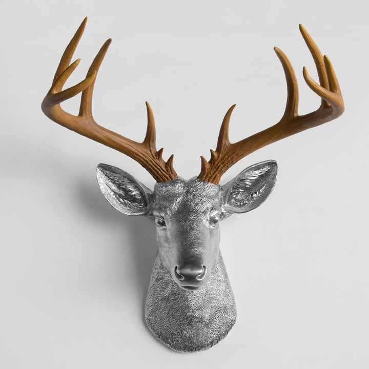 Handcrafted Faux Deer Head Wall Sculpture