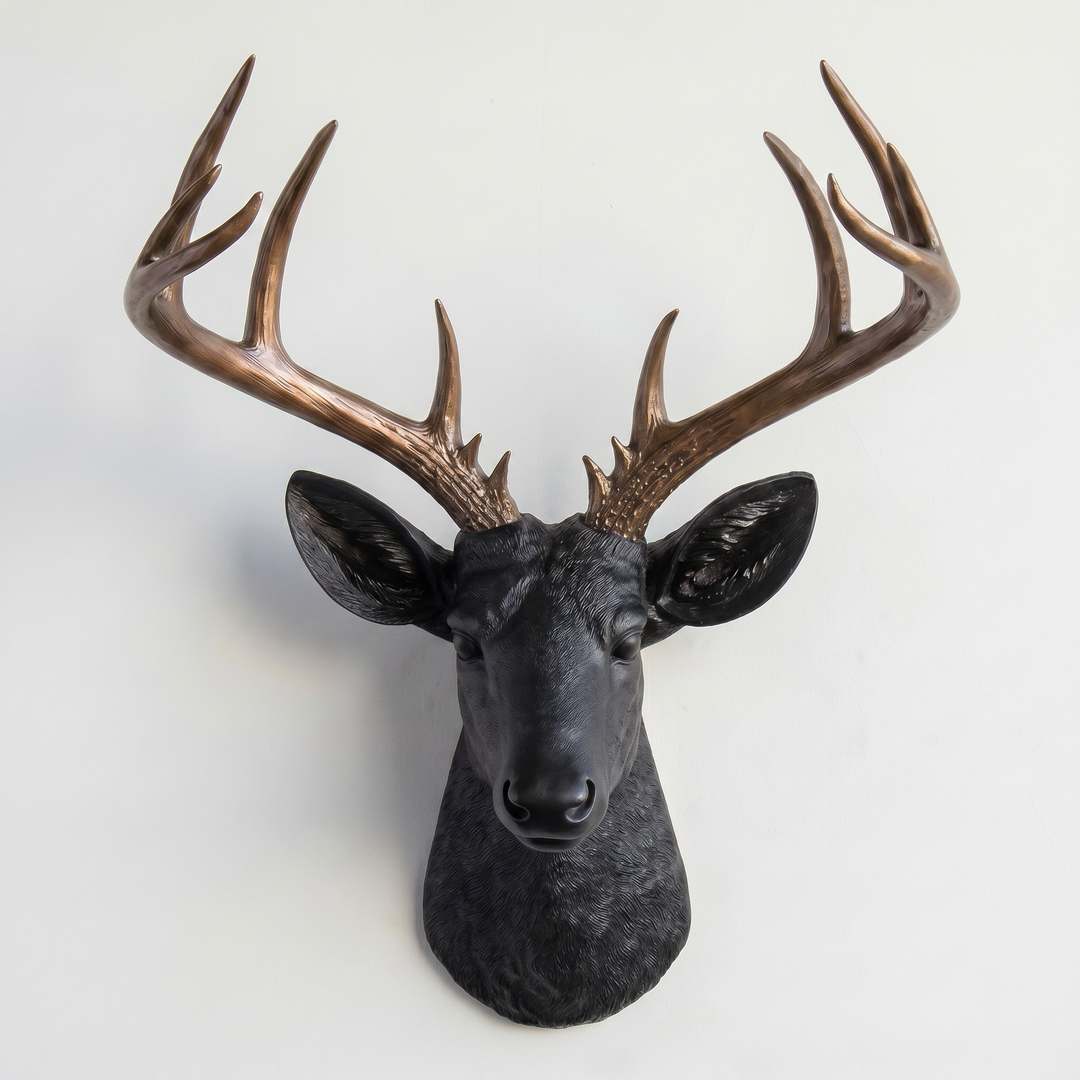 Handcrafted Faux Deer Head Wall Sculpture