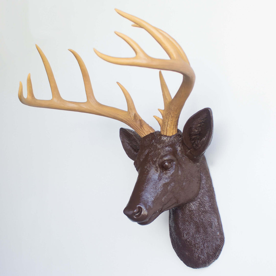 Handcrafted Faux Deer Head Wall Sculpture