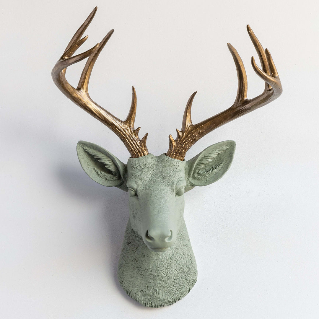 Handcrafted Faux Deer Head Wall Sculpture