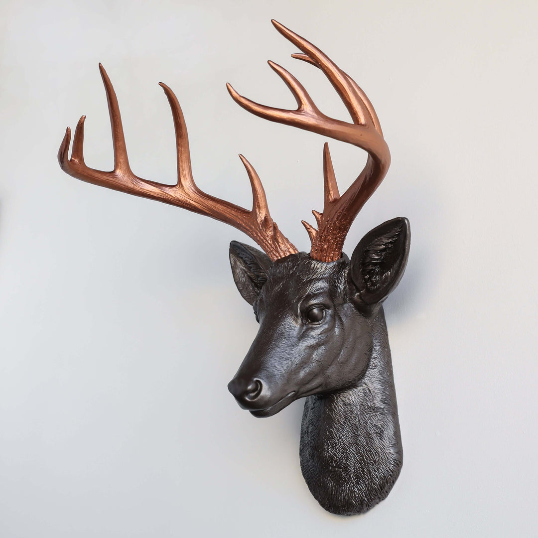 Handcrafted Faux Deer Head Wall Sculpture