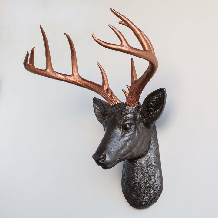 Handcrafted Faux Deer Head Wall Sculpture