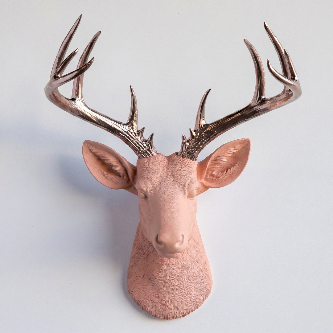 Handcrafted Faux Deer Head Wall Sculpture