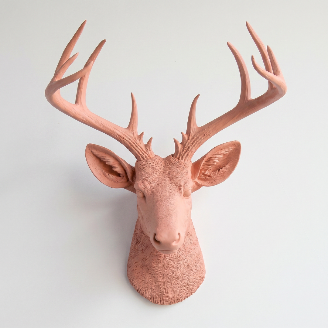 Handcrafted Faux Deer Head Wall Sculpture